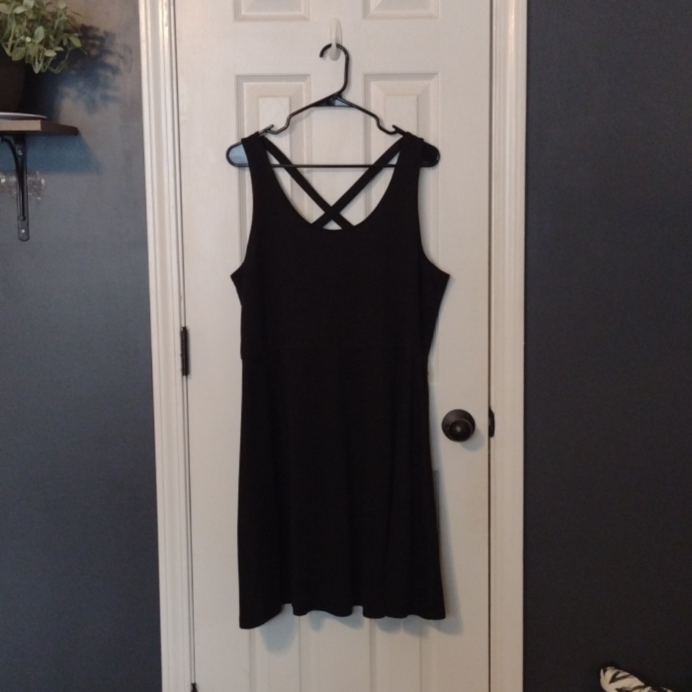 Black skater dress with cross back detail